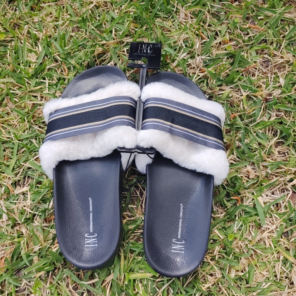 INC Faux Fur Slippers